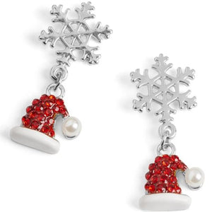 Snowflake Santa Hat Earrings