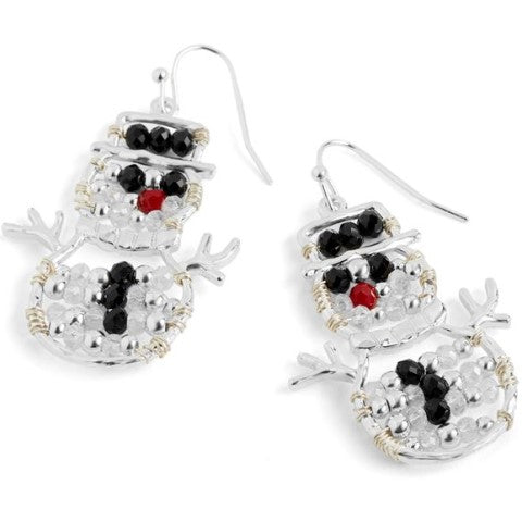 Beaded Snowman Earrings