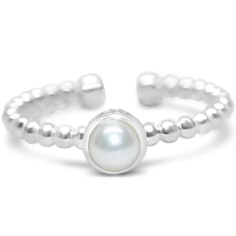 Pearl Bezel Droplet Wire Ring