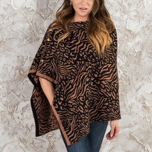 Animal Print Reversible Poncho