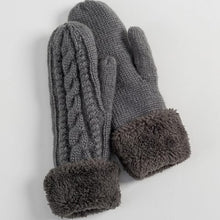 Fleece-Lined Cuffed Winter Knit Mittens