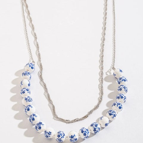 Celeste Flower Bead Layered Necklace