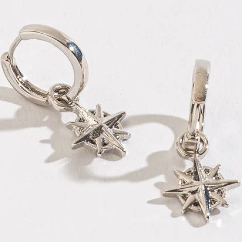 Compass Charm Hoop Earrings