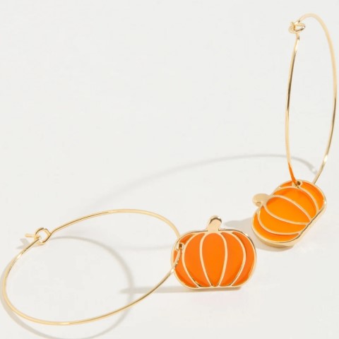 Pumpkin Charm Hoop Earrings