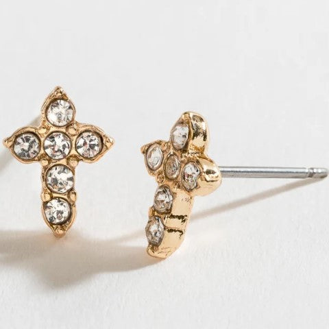 Crystal Cross Stud Earrings