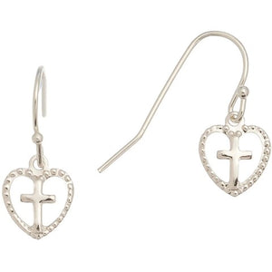 Heart & Cross Drop Earrings