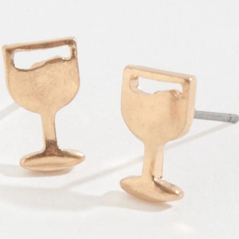 Wine Glass Stud Bud Earrings