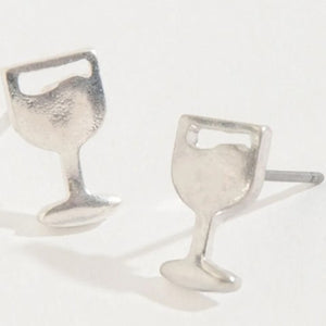 Wine Glass Stud Bud Earrings