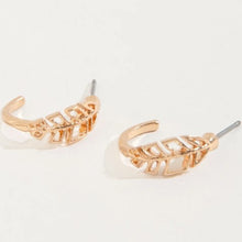 Feather Hoop Stud Bud Earrings