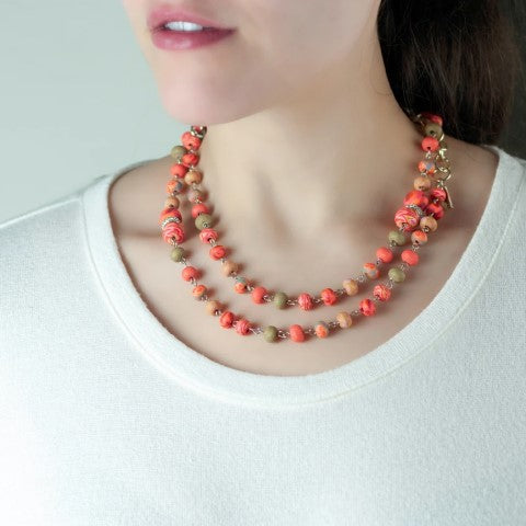 Coral Crush 2-Length Beaded Necklace