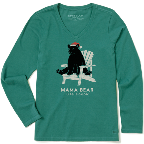 Holiday Adirondack Mama Bear V-Neck Long Sleeve T-Shirt
