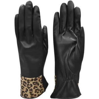 Leopard Trim Tech Gloves