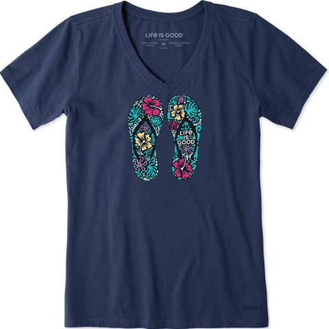 Hibiscus Flip Flops V-Neck T-Shirt