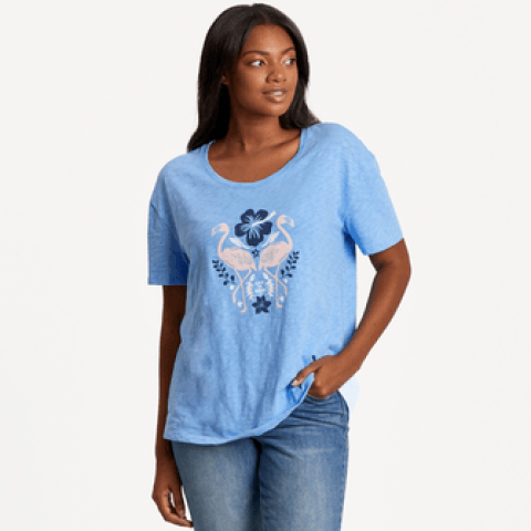 Flamingo Garden Slub T-Shirt