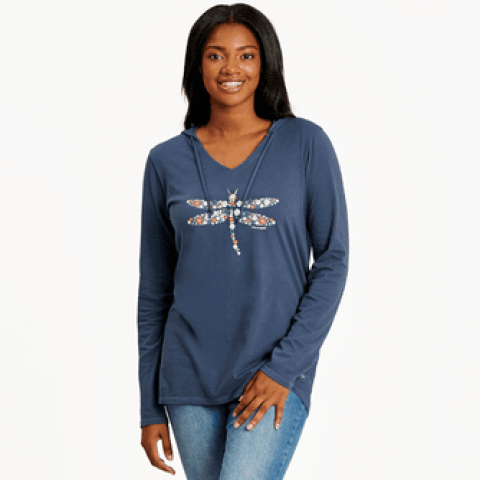 Dragonfly Flowers Hooded T-Shirt