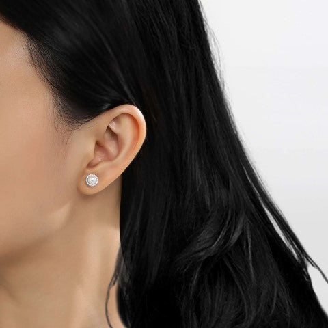 Pearl Halo Stud Earrings