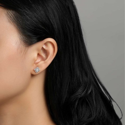 Square Halo Stud Earrings