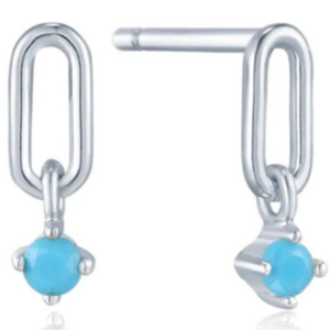 Turquoise Link Stud Earrings