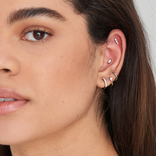 Opal Cabochon Huggie Hoop Earrings