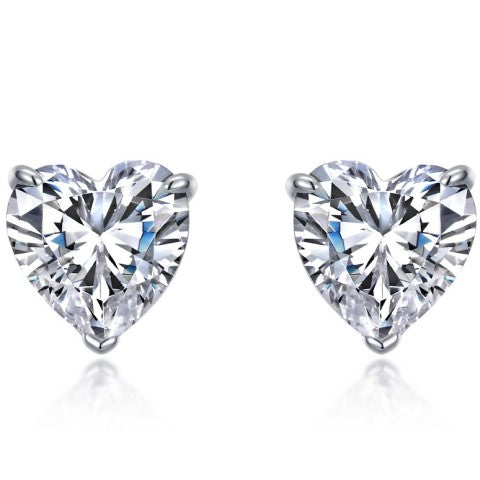 Heart Solitaire Stud Earrings