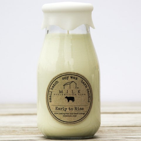 Early to Rise Milk Bottle Candle