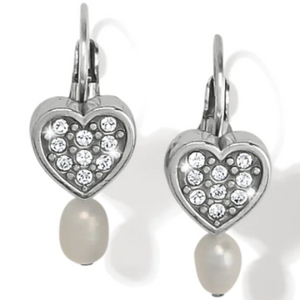 Zenith Heart Pearl Leverback Earrings