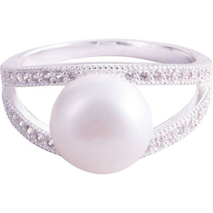 Pearl with Diamond Crystals Ring