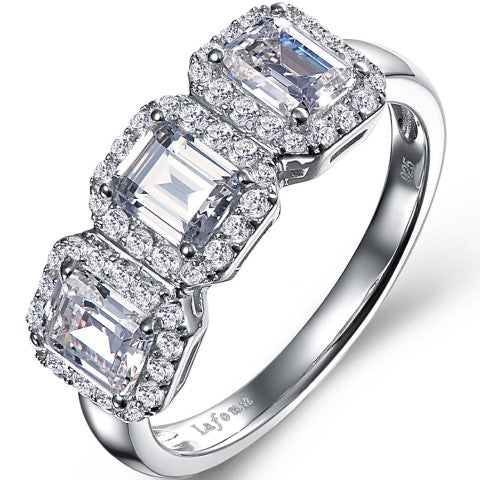 3-Stone Halo Engagement Ring