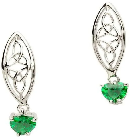 Trinity Green Heart Earrings