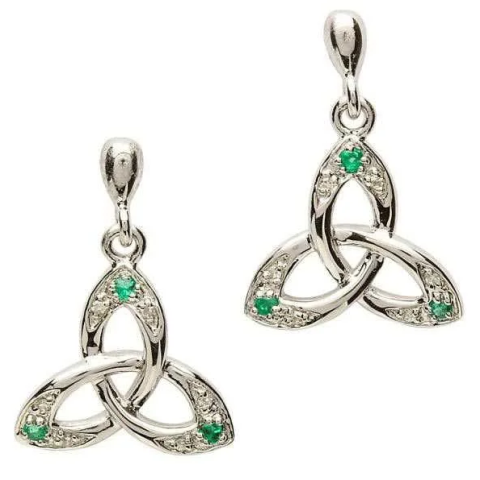 Emerald & Diamond Trinity Earrings