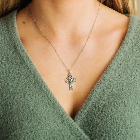 Emerald Celtic Cross Necklace