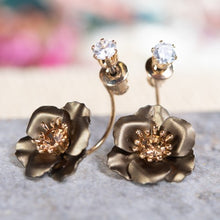 Single Drop Flower with Crystal Post Earrings