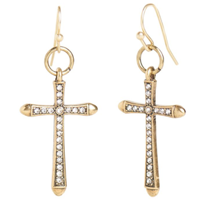 Dangle Cross with Stone Earrings