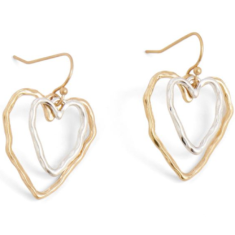 Double Heart Dangle Earrings