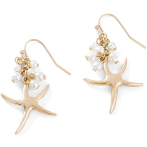 Starfish with Pearls Dangle Earrings