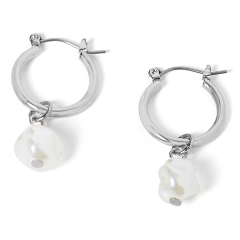 Small Hoop with Pearl Dangle Earrings