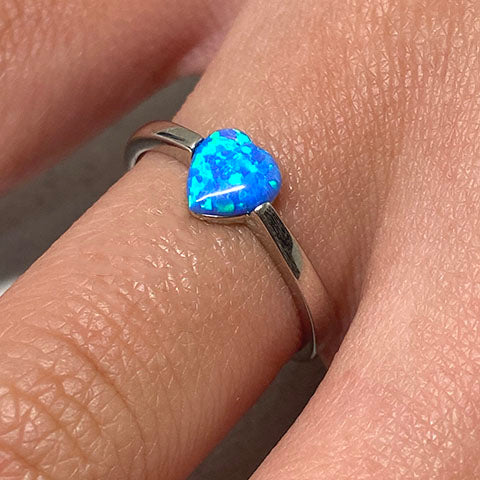 Blue Opal Heart Ring