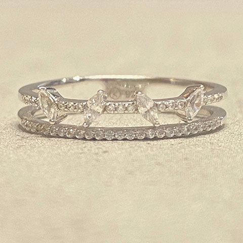 Cubic Zirconia Oval Dual Band Ring