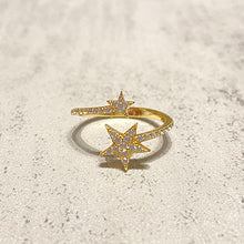 Cubic Zirconia Dual Star Open Ring