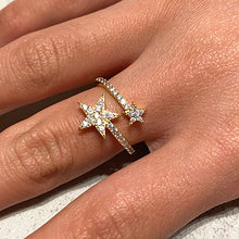 Cubic Zirconia Dual Star Open Ring