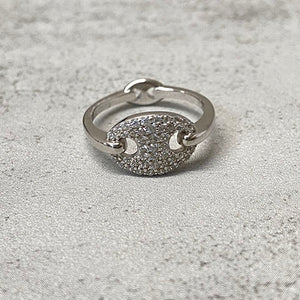 Sparkle Oval Buckle Ring