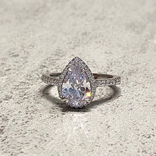 Pear Halo Solitaire Ring