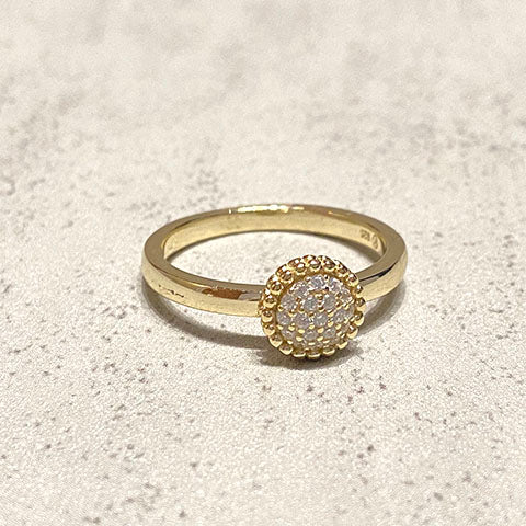 Pave Solitaire with Bead Halo Ring