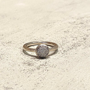 Antique Pave Round Solitaire Ring