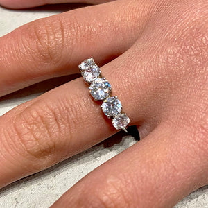 Cubic Zirconia 5-Stone Band Ring