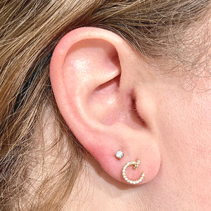 Open Circle Sparkle Stud Earrings
