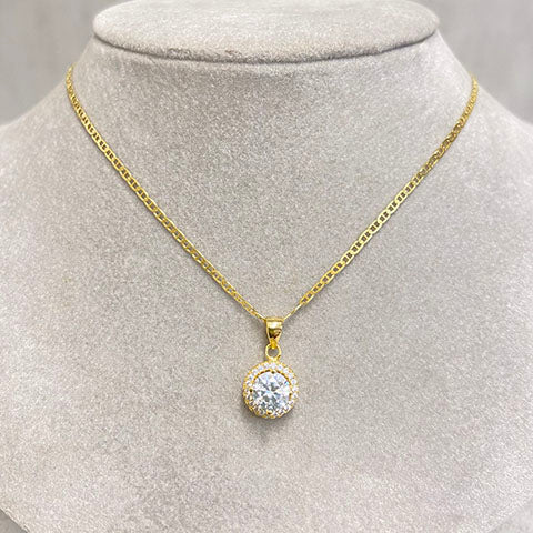 Round Halo Solitaire Necklace