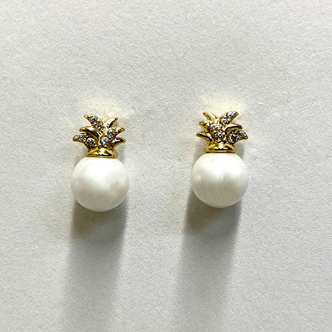 Pearl Pineapple Stud Earrings