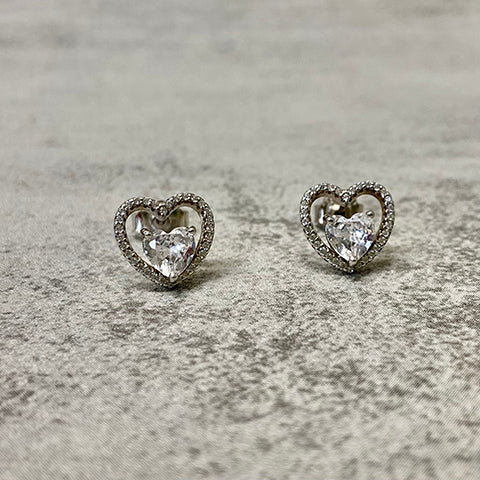 Open Heart Stud Earrings