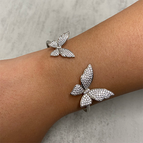 Open End Bangle with Butterflies